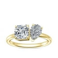 thumbnail image 1 of 1.00 Carat Excellent Asscher & Pear Cut Real Diamond Latest Design Two Stone Ring for Ladies Solid 14K Yellow Gold Size 7.5, 1 of 8