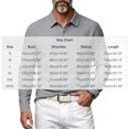 thumbnail image 5 of Men's Linen Shirts Long Sleeve Polo-Collared Button Solid Color Shirt Versatile Breathable Casual Business Tees (S, Gray), 5 of 5
