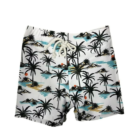 Toddler Boys Swim Trunks Summer Floral Cartoon Print Beach Bathing Suit Holiday Casual Swimsuit Black Youth Swimwear 12