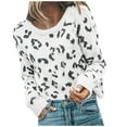 thumbnail image 2 of Kayannuo Womens Tops Long Sleeve Shirts Fall Fashion Women Long Sleeve Leopard Print O-Neck Sweater Casual Tops Blouse White, 2 of 6
