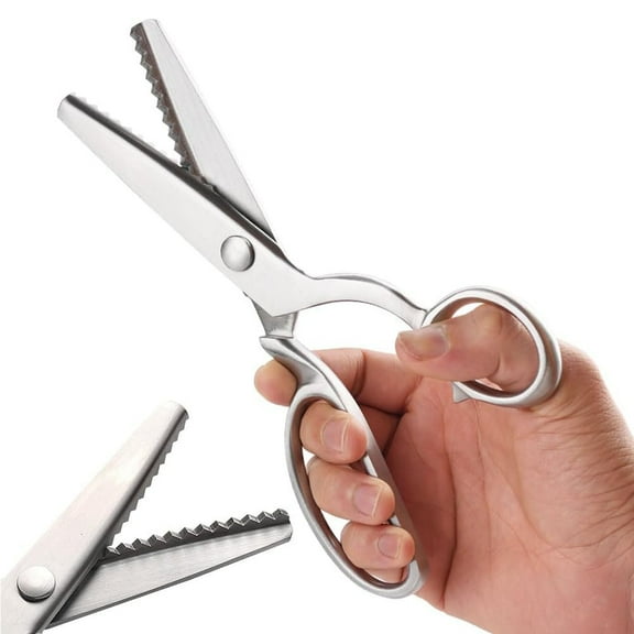 Jorunhe  Full Stainless Steel Heavy Duty Sharpe Decorative Edge Zig Zag Pinking Scissors Professional All-Metal Shears for Fabric, Paper, DIY Crafts, and Sewing Projects