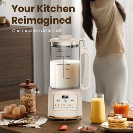 MOREBLUE 10-IN-1 AUTOMATIC NUT MILK MAKER, 56OZ SOY MILK MAKER MACHINE WITH SELF-CLEANING,HOMEMADE OAT MILK MAKER WITH DELAY START PLANT-BASED & DAIRY-FREE BEVERAGE