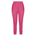 thumbnail image 5 of Puntoco Pants for Women Women'S Summer High Waisted Solid Color Capris Matching Slim Fitting Yoga Gym Pants On Clearance Hot Pink 10(XL), 5 of 6