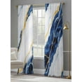 thumbnail image 4 of Marble Blue Sheer Curtains 96 Inch Length 2 Panels Set, Gold Foil Ceramic Style Cracks Scratches Voile Window Treatment Semi Sheer Long Curtains Drapes for Bedroom/Living Room/Kitchen 52"x96"x2, 4 of 7