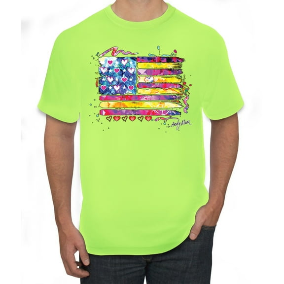 Wild Bobby, Colorful Neon Flag, Streetwear, Men Graphic Tee, Safety Green, Small