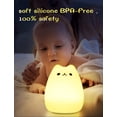 thumbnail image 2 of Luz nocturna LED portátil para niños, lámpara de gato de silicona multicolor, blanco cálido y 7 colores de respiración, control USB sensible al tacto, control remoto recargable, 2 of 5