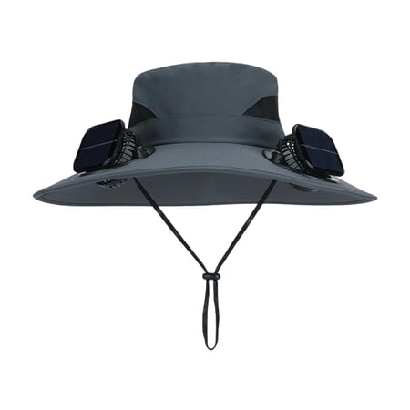 VogueHaven Solar Powered Double Fan Hat for Men Outdoor Hiking Fishing Sun Protection Cooling Ventilation Summer Wide Brim UPF