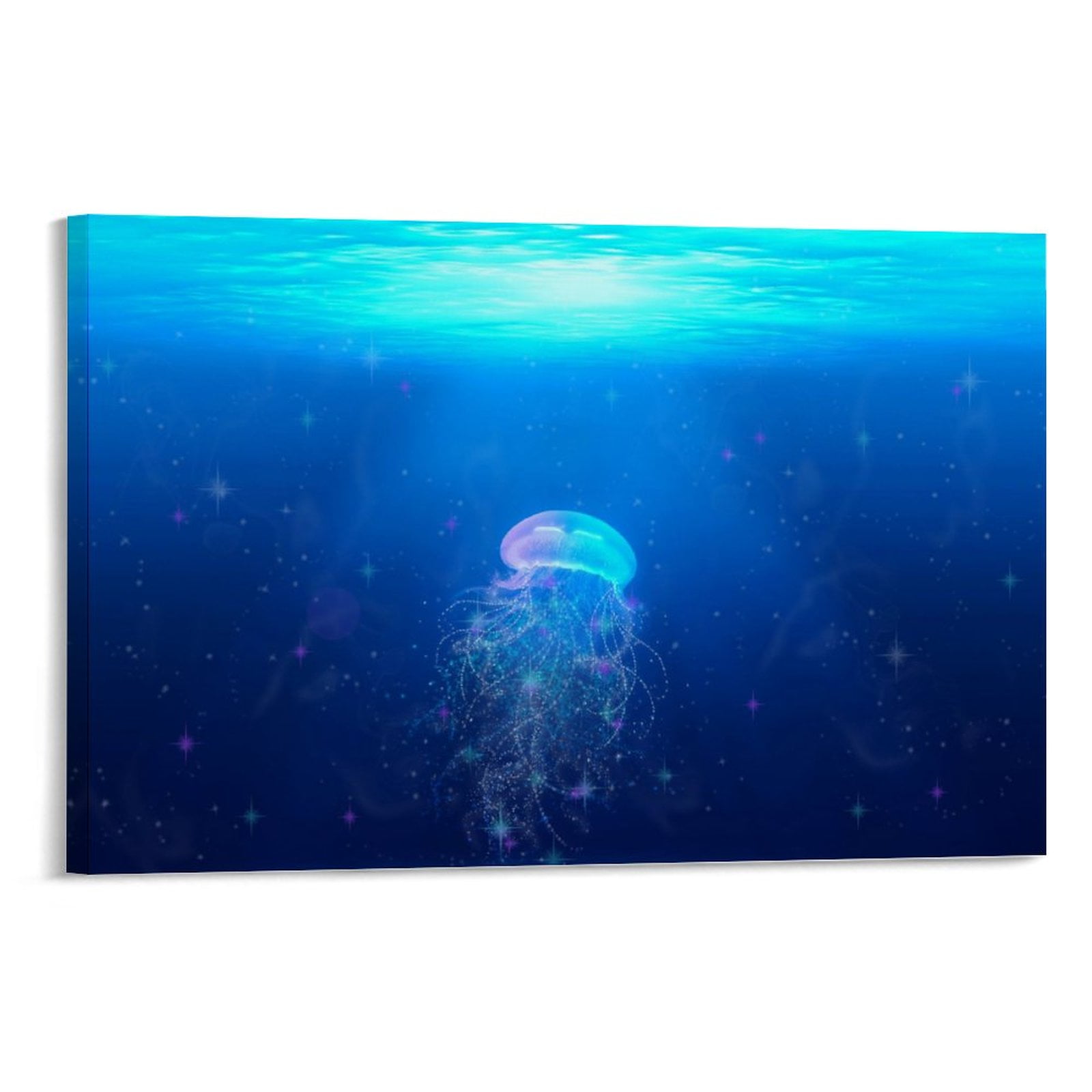 Sea Wildlife Painting of Jellyfish Canvas Wall Art with Framed