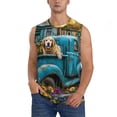 thumbnail image 1 of Fotbe Vintage Pickup Sunflower Dog Men's Camiseta sin Mangas Estampada para Hombres, Playera Casual para Gimnasio, Entrenamiento, Playa-X-Large, 1 of 7