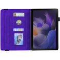 thumbnail image 3 of Case for Samsung Galaxy Tab A8 10.5" 2022 SM-X200/X205, Multi-Angle Viewing Folio Stand Smart Shell Embossed Pattern PU Leather Cover with Auto Sleep/Wake Pencil Holder Card Slot Case, Purple, 3 of 16