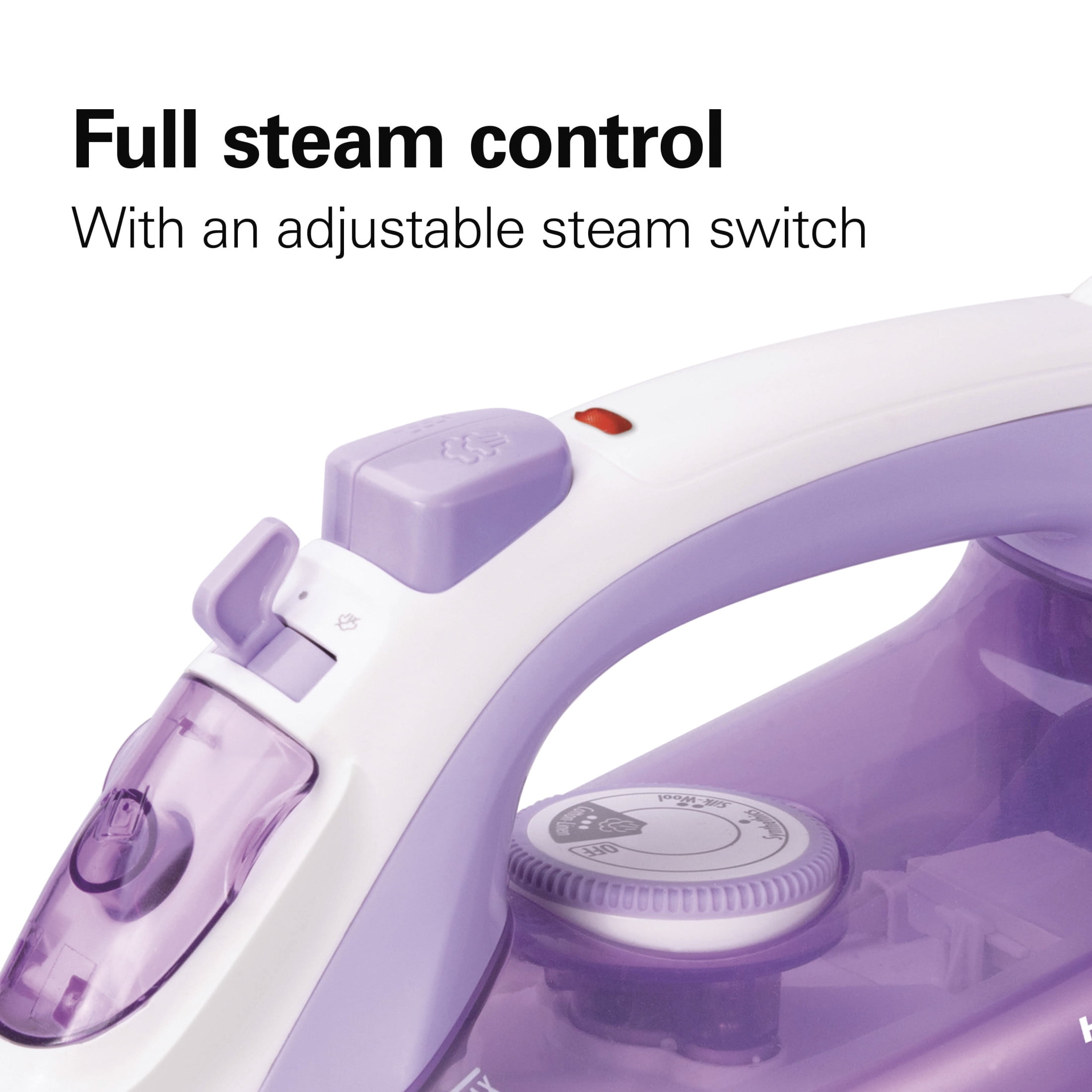 Hamilton Beach Clothing Iron, Steam Iron for Clothes with Extra-Glide Nonstick Soleplate, Purple