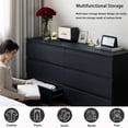 thumbnail image 4 of Black 6 Drawer Dresser for Bedroom, 15.3" D x 47.2" W x 32.3" H in Simply Modern Chest of Drawers, Wood Storage Double Dresser with Deep Drawers for Living Room, Hallway Entryway, 4 of 9
