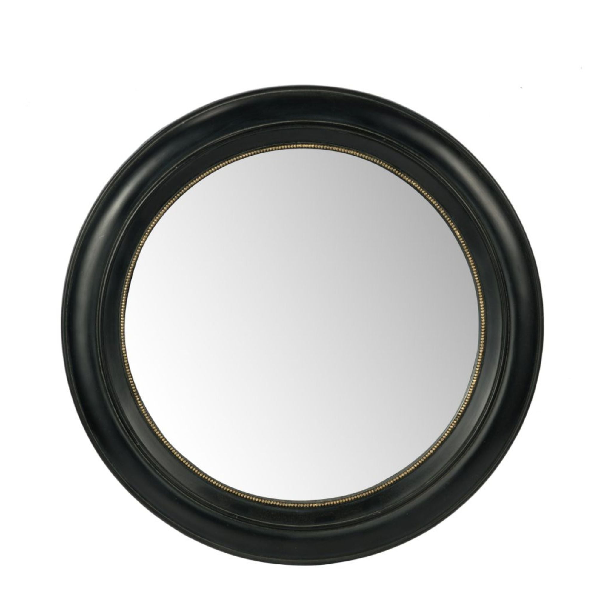 23.5" Black Vintage Style Framed Round Wall Mirror