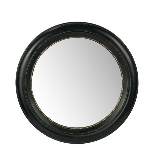 23.5" Black Vintage Style Framed Round Wall Mirror