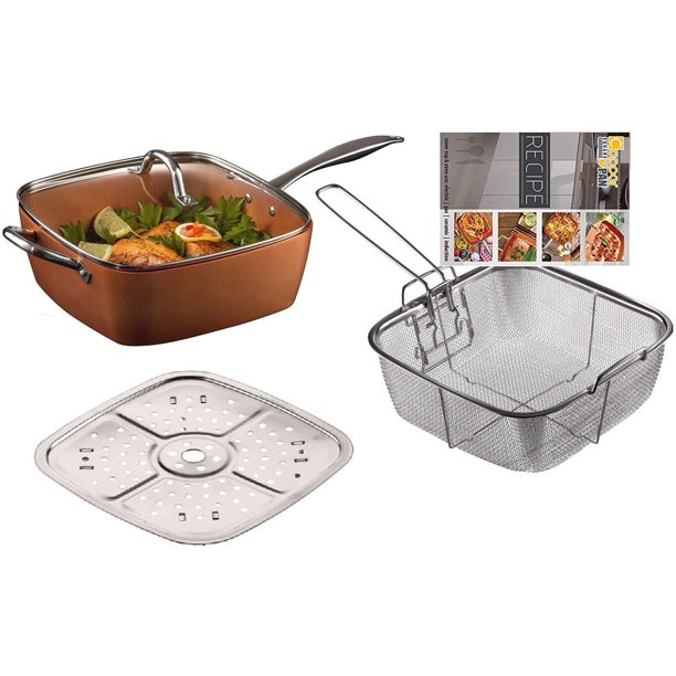 5Piece NonStick Copper Infused Ceramic Titanium 9.5" Square Casserole