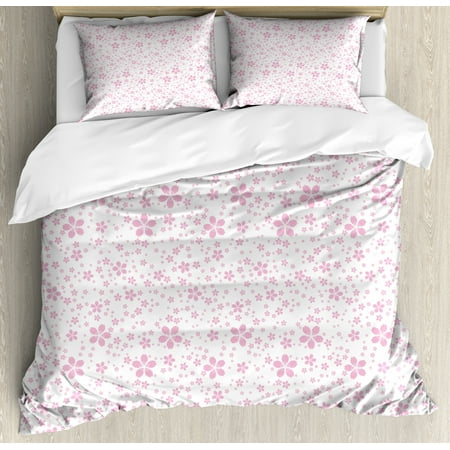 Cherry Blossom Queen Size Duvet Cover Set Childish Cute Pink