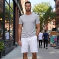 thumbnail image 6 of Men's Cotton Shorts Casual Elastic Waist Drawstring Summer Beach Vacation Yoga Golf Shorts with Zipper Pockets, 6 of 7