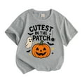 thumbnail image 1 of MIASHUI T-Shirt Graphique Citrouille d'Halloween à Manches Courtes pour Garçons et Filles, Confortable et Décontracté, Gris, 7-8 Ans, 1 of 3
