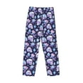 thumbnail image 3 of Vsdgher Skull crystal flower Print Mens Pajama Pants Sleep & Lounge Pants, PJ Bottoms With elastic waistb and Pockets, 3 of 5