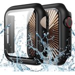 XiHAMA Waterproof Screen Protector Case Compatible with Apple Watch Series 6/5/4/SE 44mm, Hard Bumper with Tempered Glass for Watch Cover
