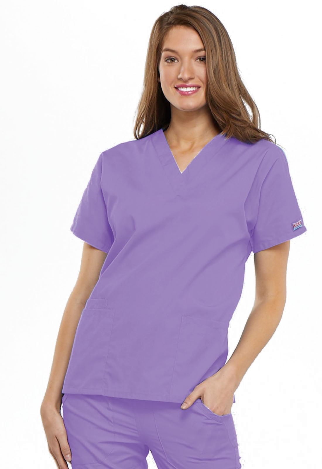 Cherokee Workwear Scrubs Short Sleeve Top 34777A VBOW Orchid Free Shipping 