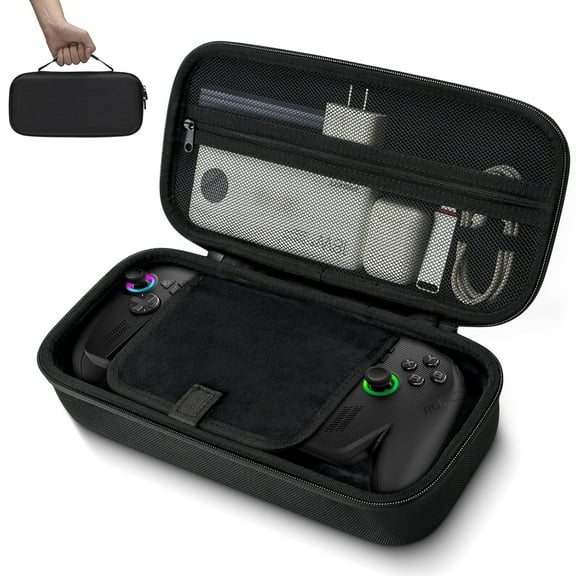 Uberwith Large Capacity Carrying Case for ROG XBOX ALLY X 2025 Handheld, Hard EVA Travel Bag for Gaming PC Console, Storage Pouch with Battery Bank Cable Pocket & Accessories Compartment
