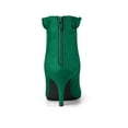 thumbnail image 2 of BLISSFUL STEP Women's Ankle Boots Faux Suede Pointed Toe Stiletto Heel Ruffle Back Zip Boots Emerald Green 9, 2 of 6