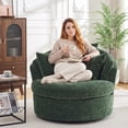 thumbnail image 6 of BRILHAMEZ Modern Oversized 360° Swivel Accent Chair, Lambswool Fabric Round Cuddle Chair Single Sofa Lounge Chair for Living Room, Green, 6 of 9