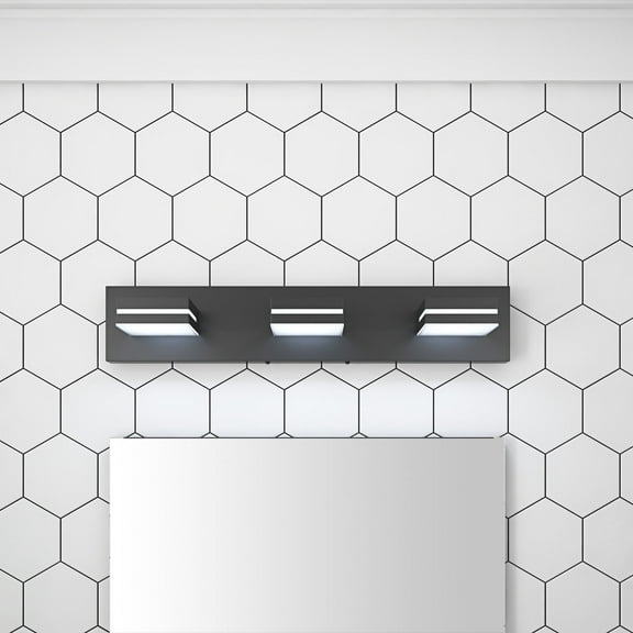 Aiwen Modern 3-Light Vanity Light with Clear Glass Shades, Matte Black LED Wall Lamp