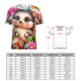 thumbnail image 2 of Cute Hedgehog Floral Print-1 Women's T-Shirt Short Sleeve T Shirts Tops Tee Ladies Loose T, 2 of 7