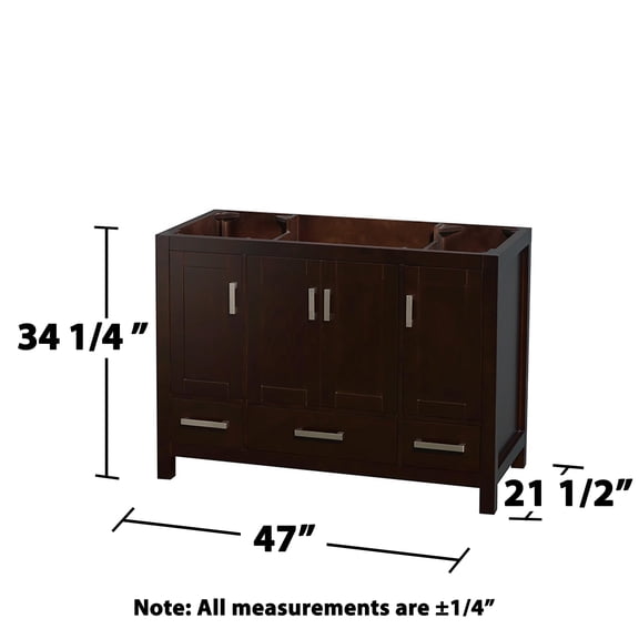 Wyndham Collection Sheffield 47" Cabinet Wood Single Bathroom Vanity in Espresso