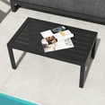 thumbnail image 6 of Outsunny Patio Coffee Table, Rectangle Outdoor Side Table with Steel Frame and Slat Tabletop for Garden, Balcony, Backyard, Porch, Black, 6 of 9