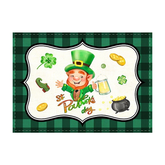 Uuowzo St. Patrick’s Day Placemats Buffalo Plaid Plastic Table Mats Shamrock Place Mats Blessed Holiday Table Decoration for Indoor Outdoor Party Kitchen Dining