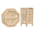 thumbnail image 4 of The Wooden Town Side Tables– Hand Carved Vintage Boho Folding End Tables for Living Room, Entryway, Living Room, Bedroom – No Tools Assembly, 18"x18" Octagon, White wash Finish, 4 of 6
