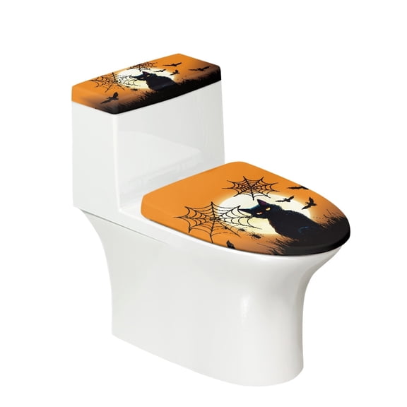 HELLHERO Halloween Toilet Lid Dust Cover Set, Soft Easy to Clean Polyester Toilet Tank Lid Covers for Bathroom, 17x21 Inches, Set of 2 Pieces