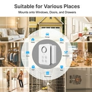 HomeZone Wi-Fi Smart Keypad Controlled Window or Door Alarm with Magnetic Switch, Compatible with Alexa and Google Assistant, White, 4 oz
