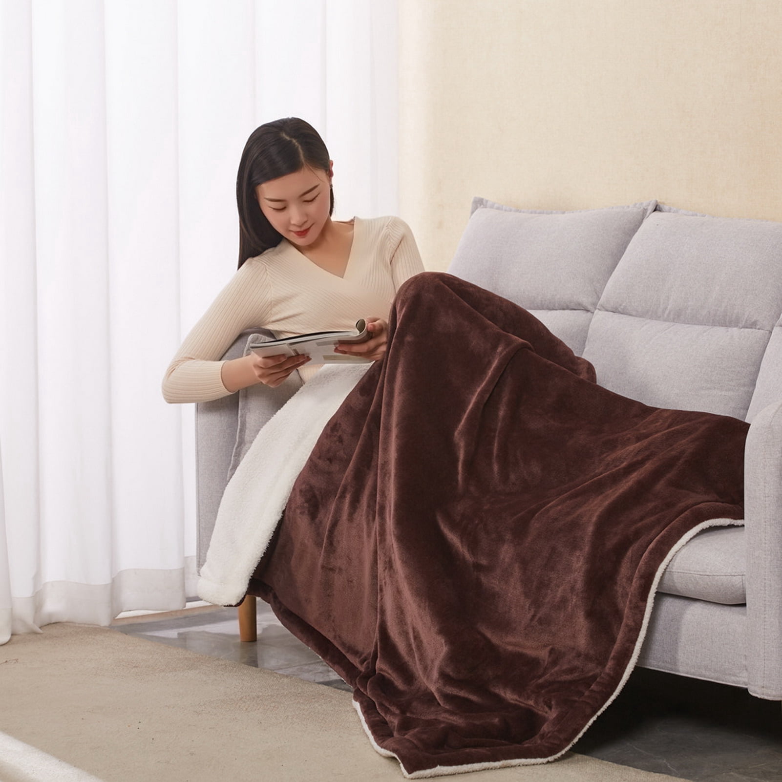 Heated Throw Blanket Throws Size, Electric Throw Blanket Reversible  Flannel, with Auto Off u0026 Heating Levels, Fast Heating Blanket-ETL  Certification - Walmart.com
