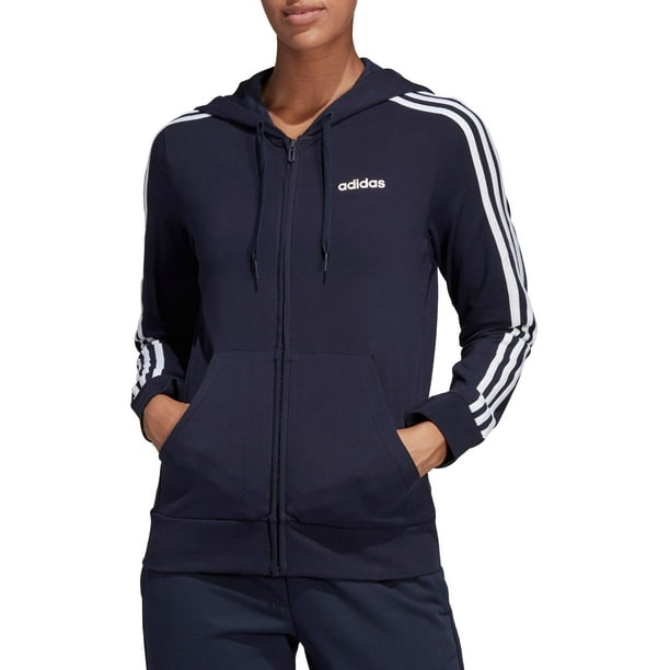 Adidas Women's Essentials 3-Stripes Jersey Full Zip Hoodie Adidas Women's Essentials 3-Stripes Jersey Full Zip Hoodie