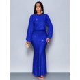 thumbnail image 5 of Royal Blue Sparkly Mermaid Hem Bodycon Maxi Dress For Evening Party Dating, 5 of 7