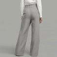 thumbnail image 4 of Women Plus Size Cotton Linen Wide Leg Pants High Waisted High Elastic Button Casual Straight Leg Pants, 4 of 6