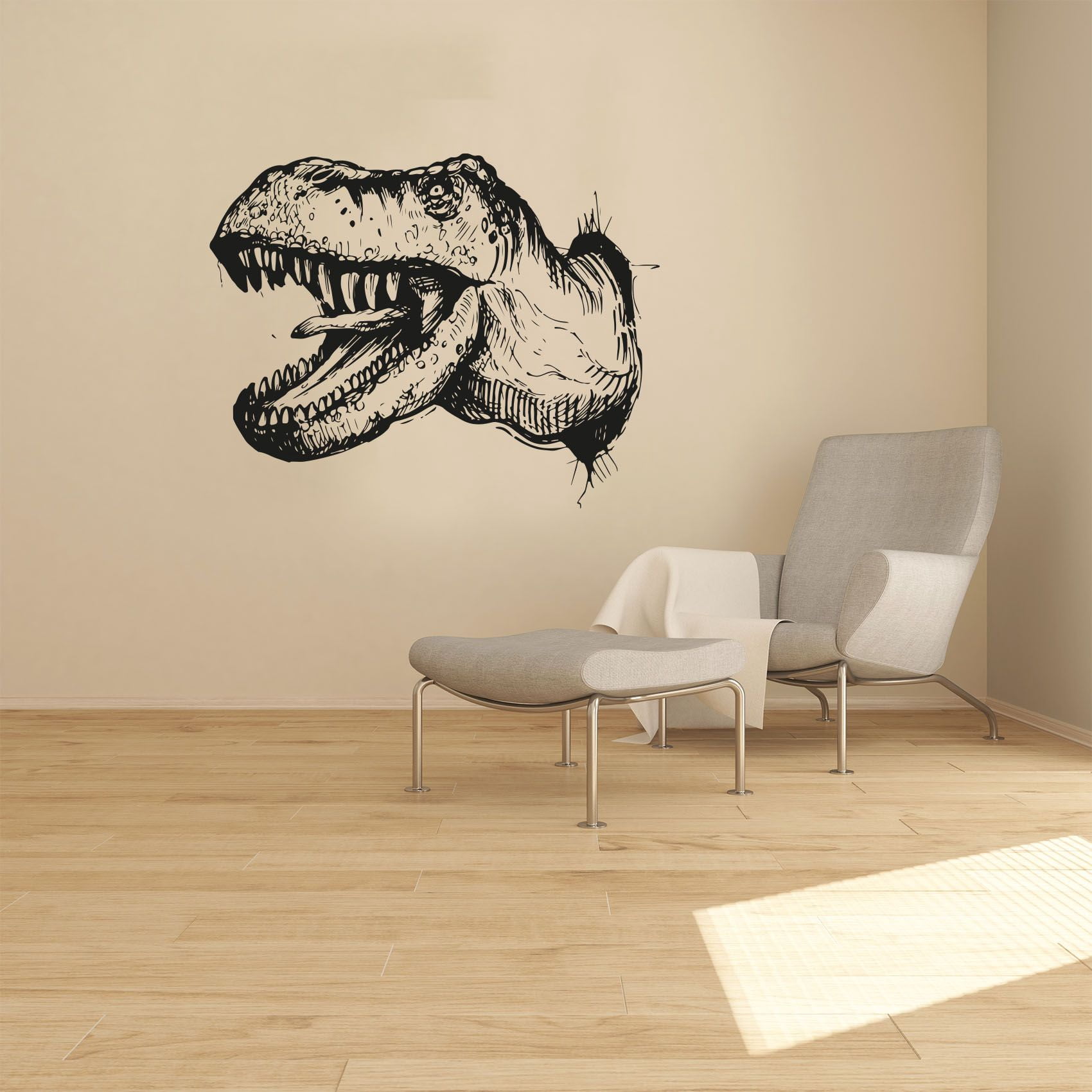 Realistic Dinosaur T Rex 3D Dinosaur Wall Crack Dinosaur Rage Silhouette Vinyl Design Wall Sticker Art Decal Boy Girl Kid Bedroom Nursery Kinder Home Decor Stickers Decoration Size (24x40 inch)