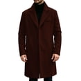 thumbnail image 4 of Men Long Overcoat Lapel Collar Button Front Oversized Jacket with Pocket,Warm Windproof Fall Winter Daily Casual Comfy Wear,Red,XL, 4 of 9