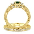 thumbnail image 3 of 2 Carat Emerald & Diamond Antique Milgrain Bridal set on 10k Yellow Gold, 3 of 3