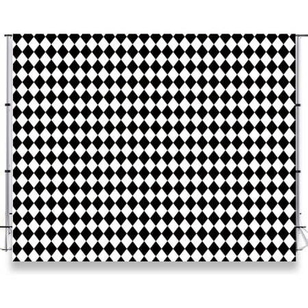 Image of Black and White Check Backdrop for Photography Checkered Photo Backdrop LFEEY 10x8ft Diamonds Chess Grid Background