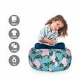 thumbnail image 2 of Blue and Pink Storage Toy Bag Chair, Digitally Generated Pattern of Soft Chrysanthemums, Stuffed Animal Organizer Washable Bag, Small Size, Deep Sky Blue Rose, by Ambesonne, 2 of 3