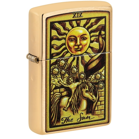 Zippo Tarot Card Brushed Brass Pocket Lighter