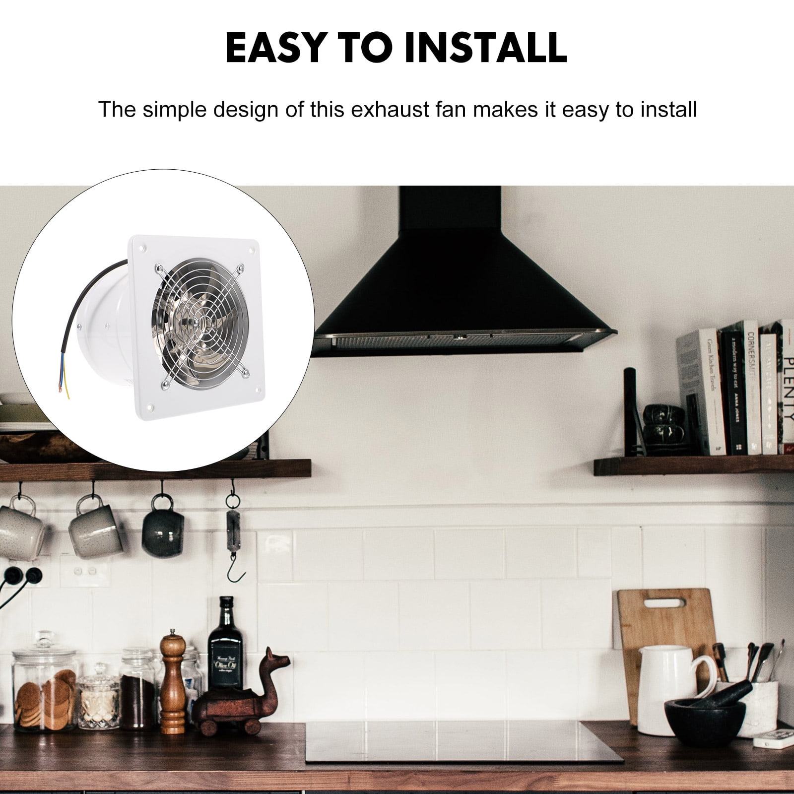 ELAYARD White Stainless Steel Exhaust Fan for Kitchen & Bathroom Ventilation, Quiet , Energy Efficient Design