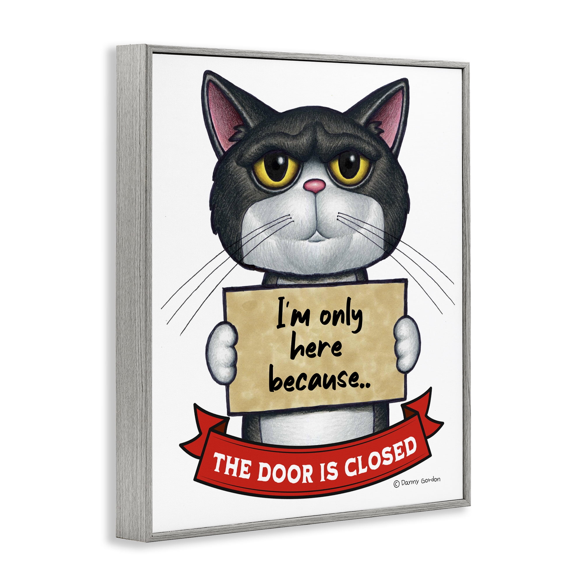 Here Because Door Is Closed Gray Framed Giclee Art, design by Danny Gordon Art
