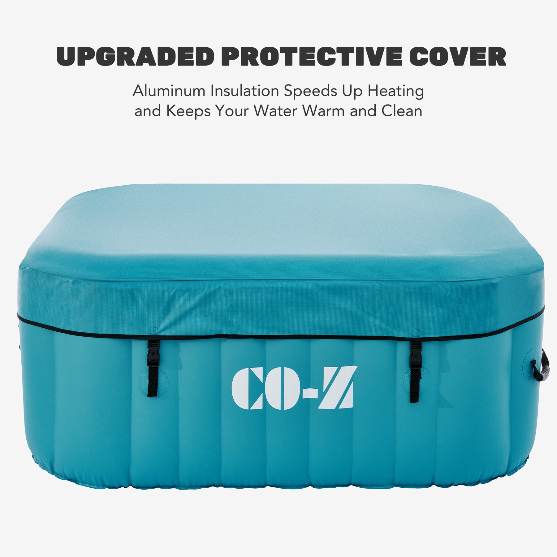 CO-Z  Inflatable Hot Tub 5ft Indoor Outdoor Spa with 120 Jets Heater Cover Pump Teal For 2-4 Person