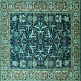 thumbnail image 1 of Ahgly Company Machine Washable Indoor Square Oriental Turquoise Blue Industrial Area Rugs, 5' Square, 1 of 4